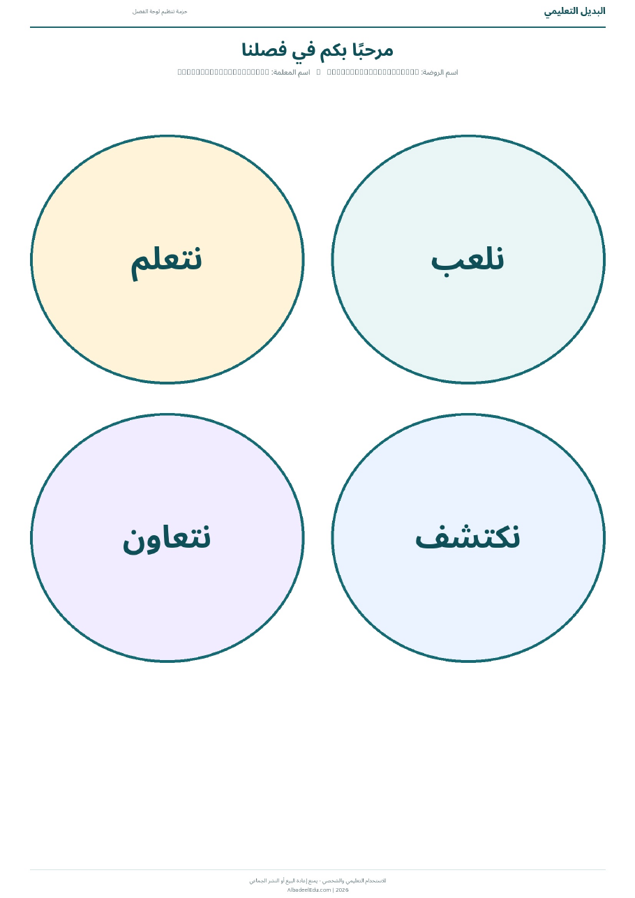 حزمة تنظيم لوحة فصل الروضة