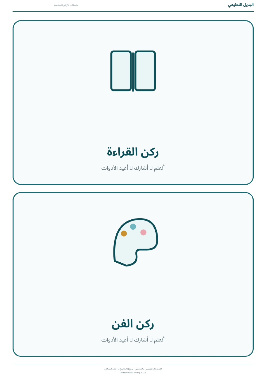 ملصقات الأركان التعليمية وقواعدها